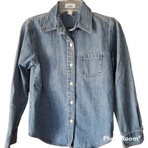 Old Navy Vintage Unisex Girl's Long Sleeve Denim Button-Down Shirt Size XS (4/5)